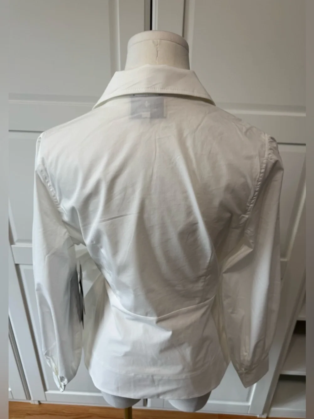 Tuckernuck Tie Front Bow Bea Blouse Wrap Waist Poplin Puff Sleeves- Women Size:M